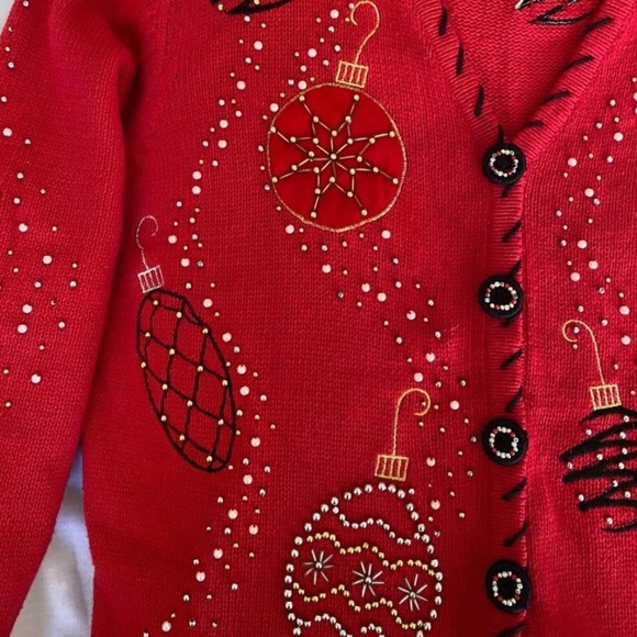 Beaded Christmas Red Sweater - Picture 7 of 8